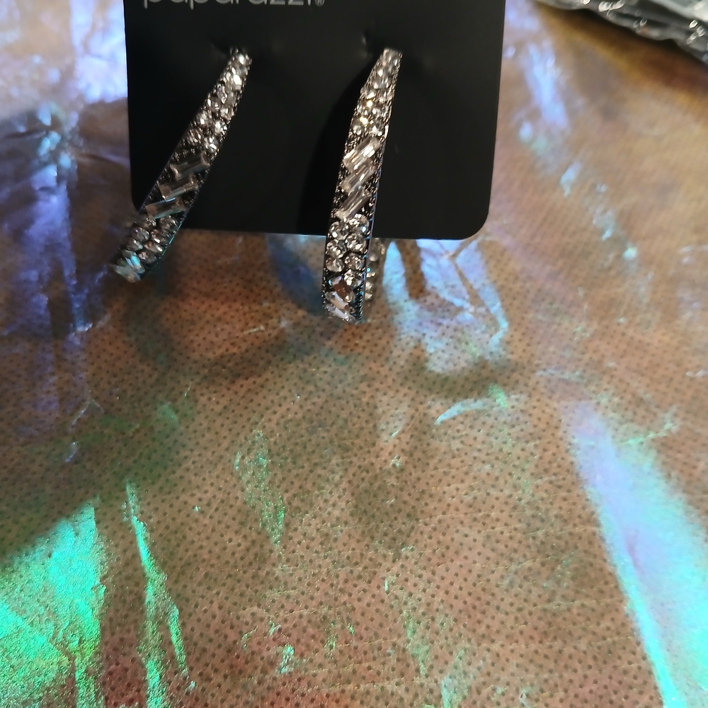 Paparazzi Sparkling Silver Hoop Earrings